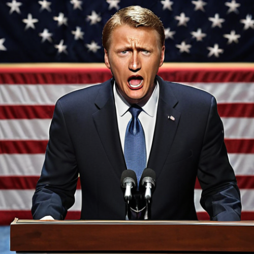 Home 15 **
A political leader passionately delivering a speech, sharing a personal story of overcoming hardship. Focus on conveying emotion and connection with the audience.
**