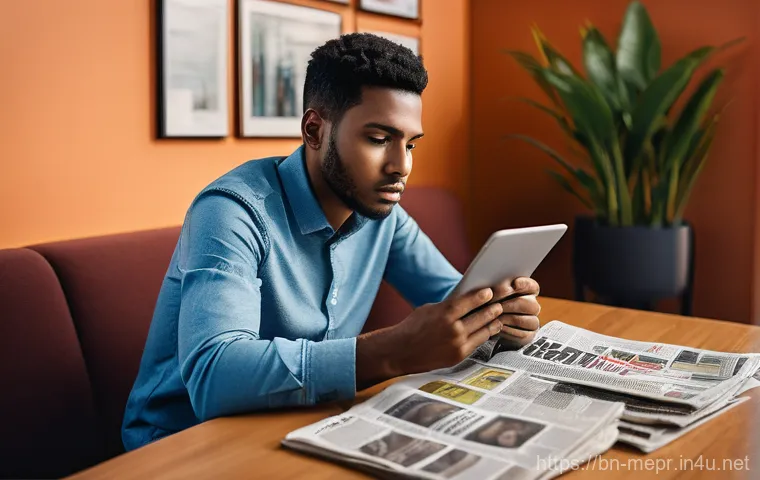 언론보도 프레이밍 이론 - **Image Prompt 2: Headline Hype vs. Reality**
    Create an image of a person (adult, casually dress...