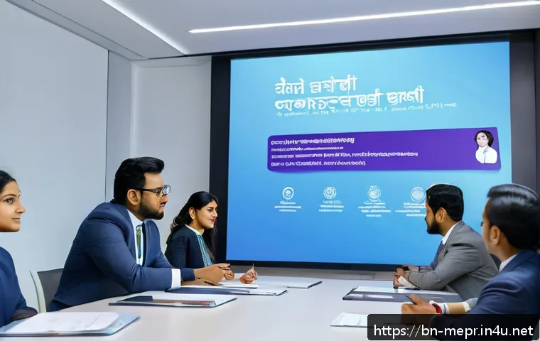 정책홍보 효과 분석 - A professional corporate training session in a modern office environment, featuring diverse Bengali ...