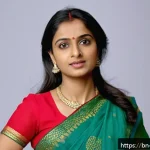 미디어 인터뷰 기법 - A confident Bengali professional woman in her 30s, wearing formal business attire with a neatly pres...